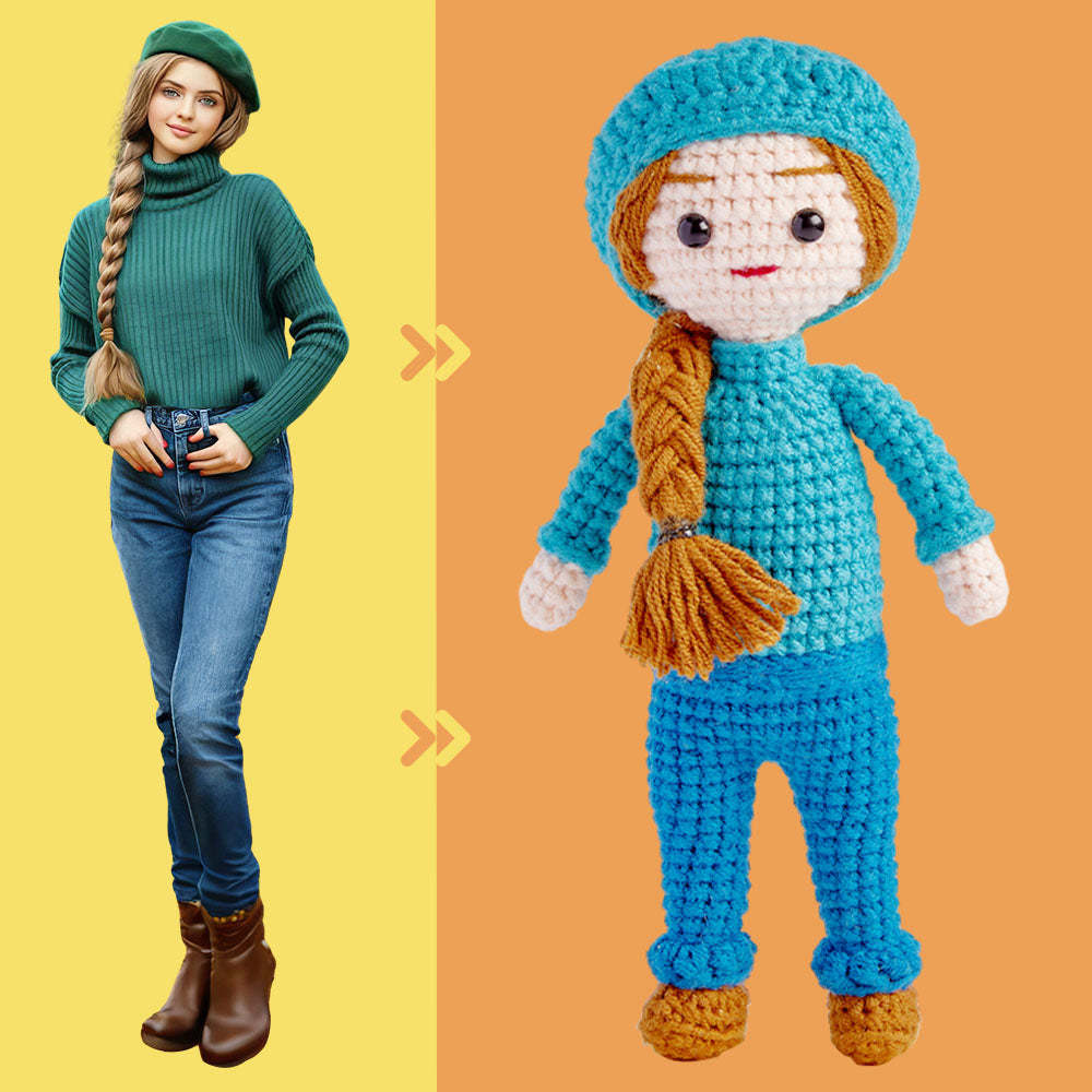Custom Crochet Doll Personalized Gifts Handwoven Mini Look alike Dolls - Fashion Grandpa Doll - FaceSocksUsa