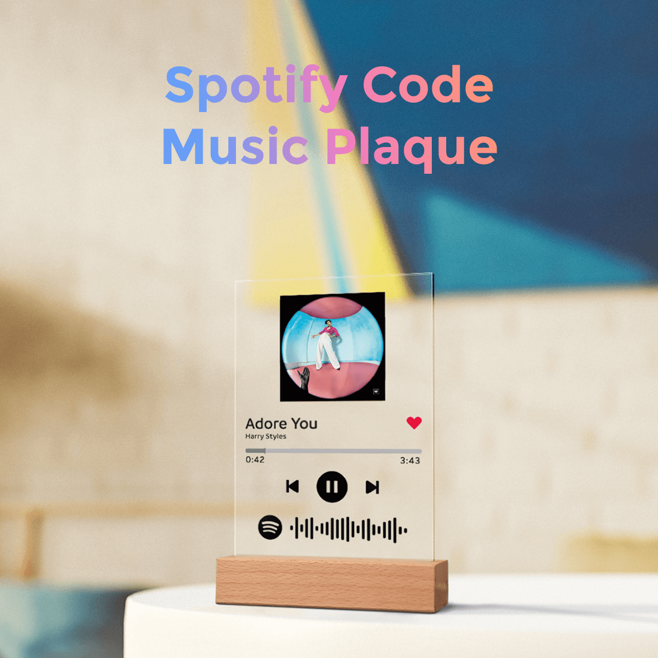 Spotify Glass Custom Photo Scannable Music Plaque Best Gift for Yourself - FaceSocksUSA