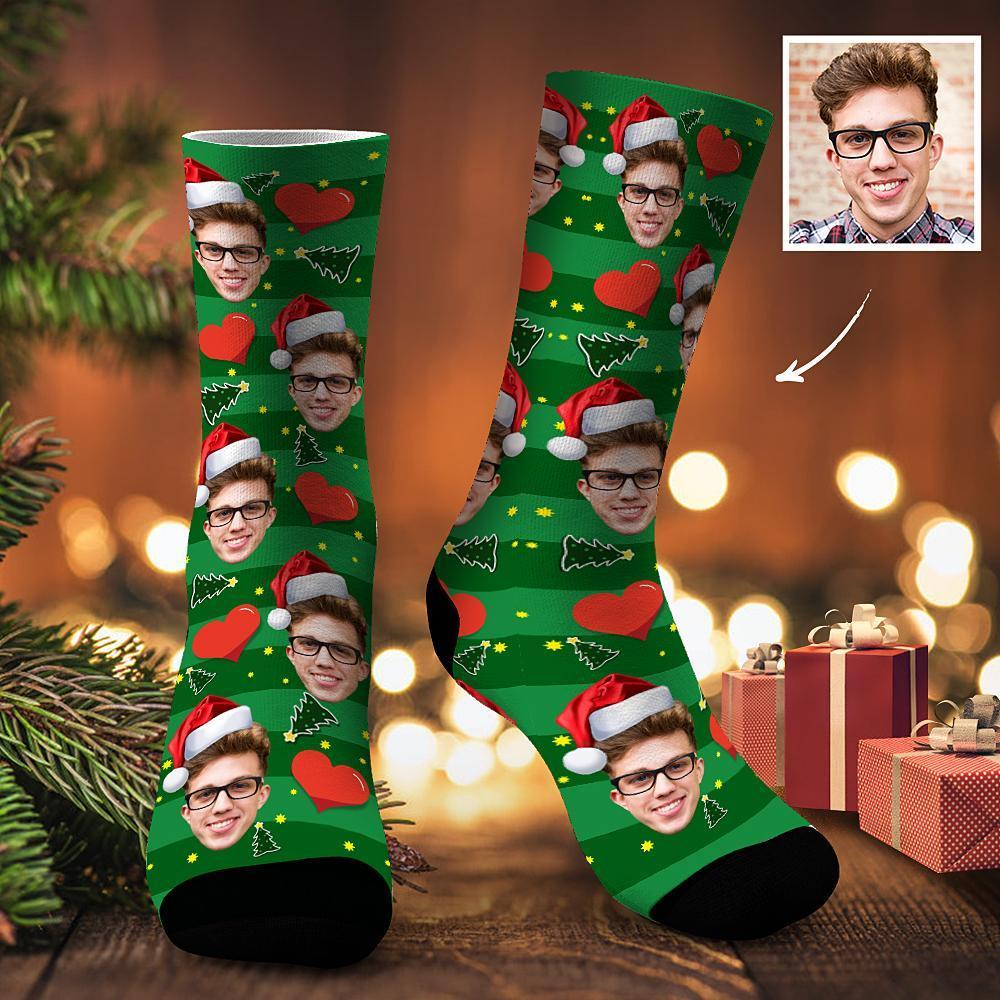 Christmas Custom Heart Socks Gift-FaceSocksUSA