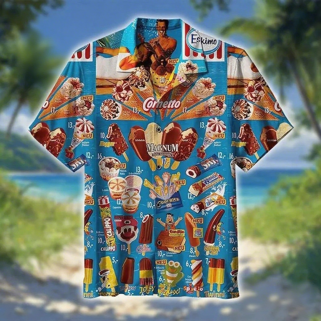 Oh, Those Old Summers, Those Old Ice Creams Hawaiian Shirt Summer, Ice Cream Men's Hawaiian Shirt, Ice Cream Beach, Beach Shirt
