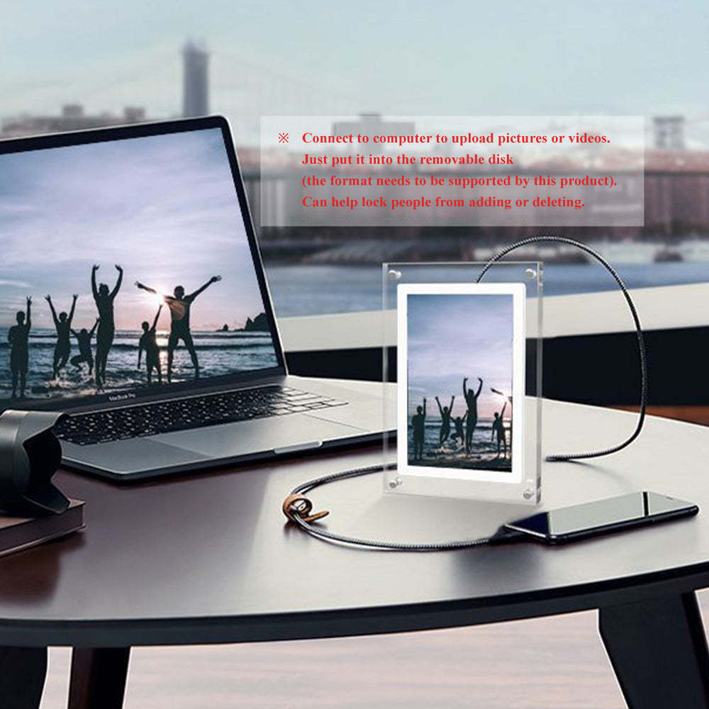 Digital Photo Frame Acrylic Transparent Video Player Gift Home Desktop Table Dynamic Electronic Photo Album - FaceSocksUSA