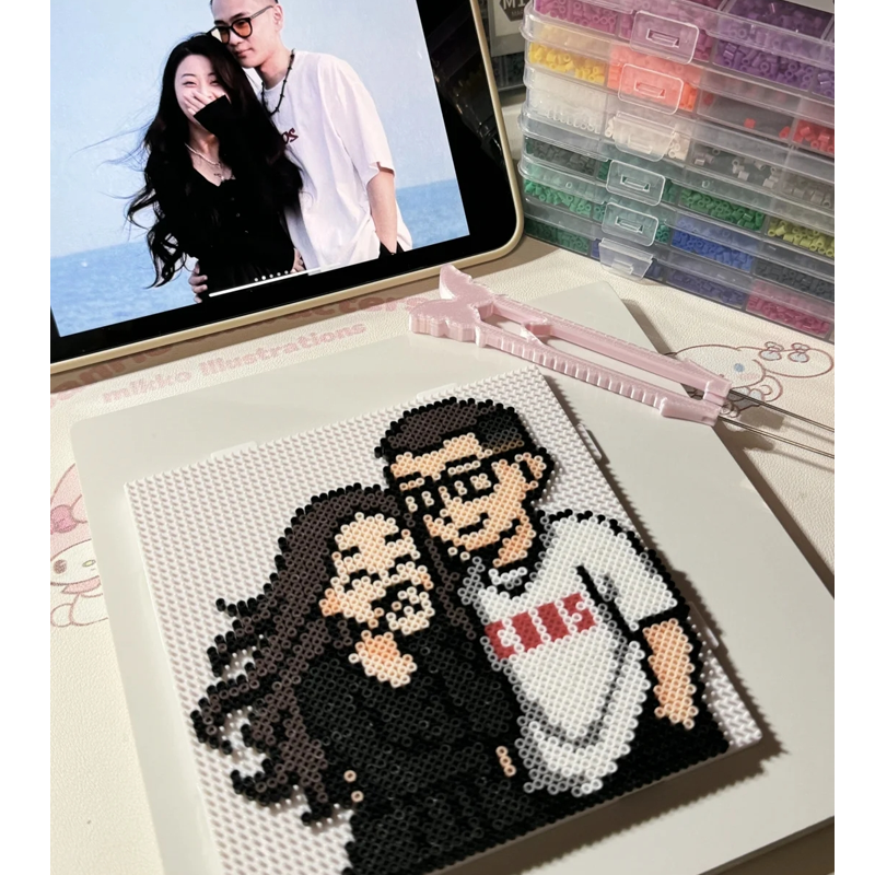 Custom Couple Photo Cartoon Fuse Beads Frame DIY Valentine's Gifts
