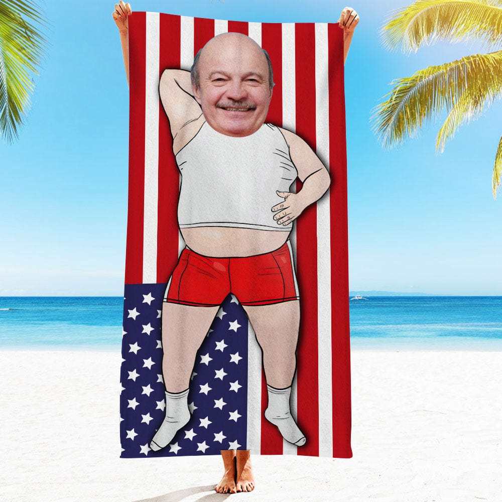 Custom Face Beach Towel Personalized Hawaii Style Beach Towel Funny Gift for Summer - GiftLab