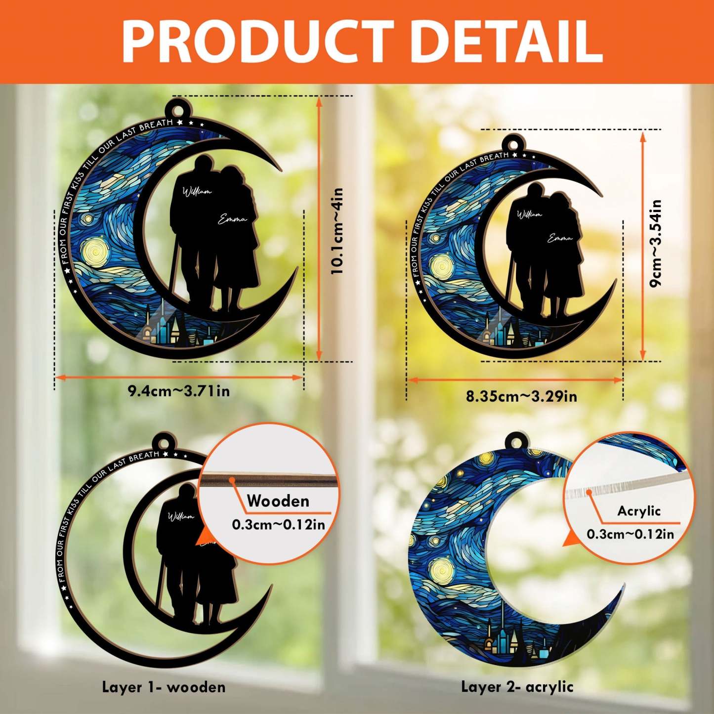 From Our First Kiss Till Our Last Breath - Personalized Suncatcher Ornament - FaceSocksUSA