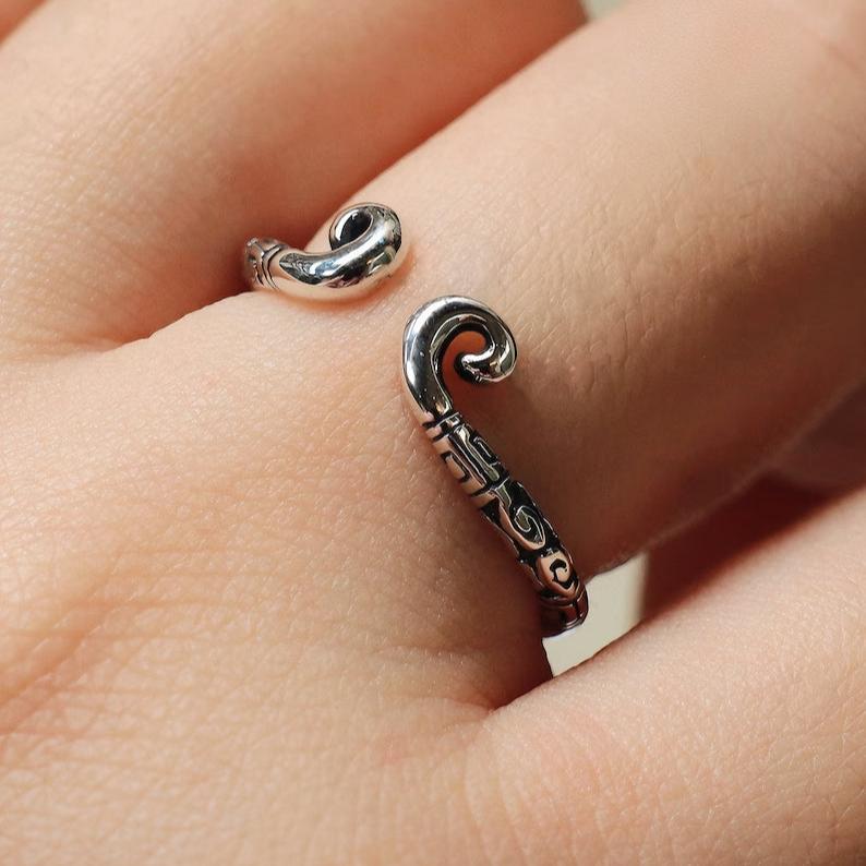 S925 Sterling Silver Band-tightening Spell Couple Ring Golden Cudgel Ring Vintage Ring	 - FaceSocksUSA