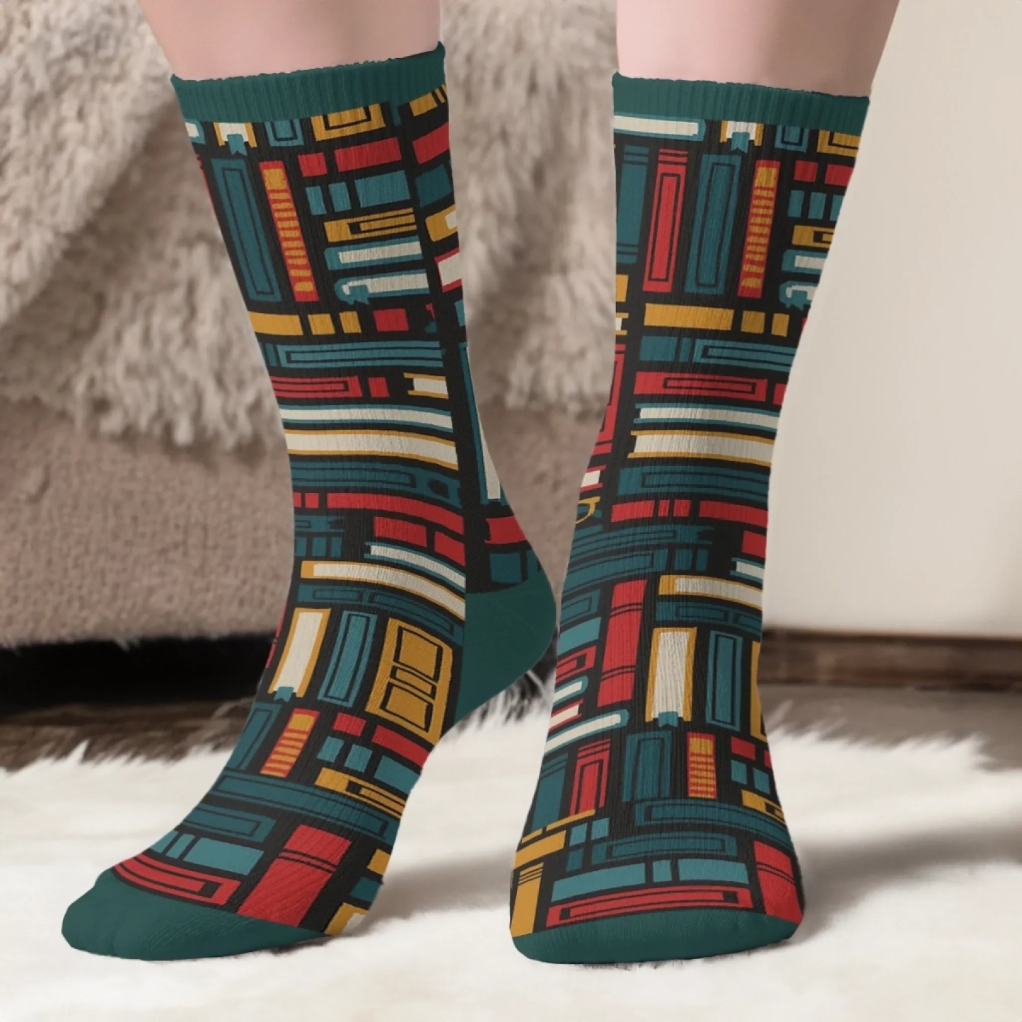 Custom Crew Socks - Personalized Bookish Gifts For Book Lovers, Bookworms, Readers - This Is My Reading Zone