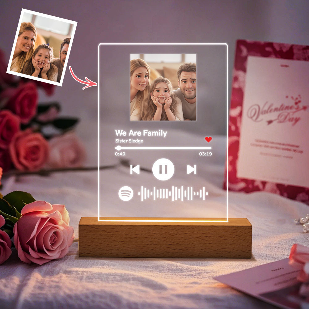 Custom Song Poster Scannable Spotify Code Acrylic Music Plaque Night Light Gifts For Christmas