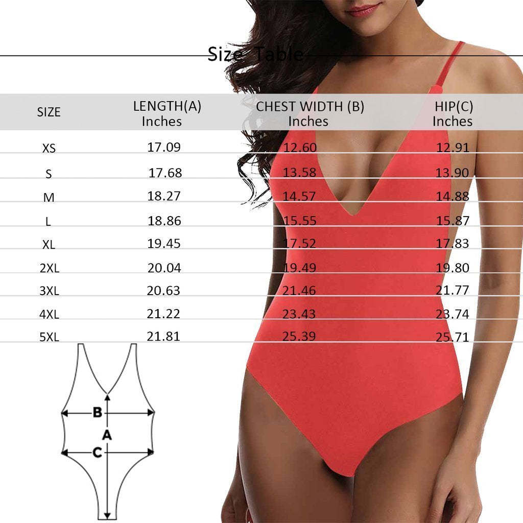 Custom Face Heart Women's One Piece Sexy Swimsuit - FaceSocksUSA