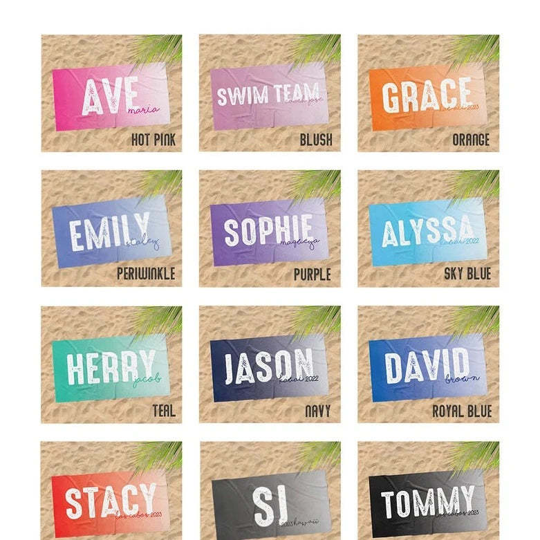 Solid Bold Font Style Personalized Beach Towel Personalized Name Bath Towel Custom Pool Towel Beach Towel With Name Outside Birthday Gift - GiftLab