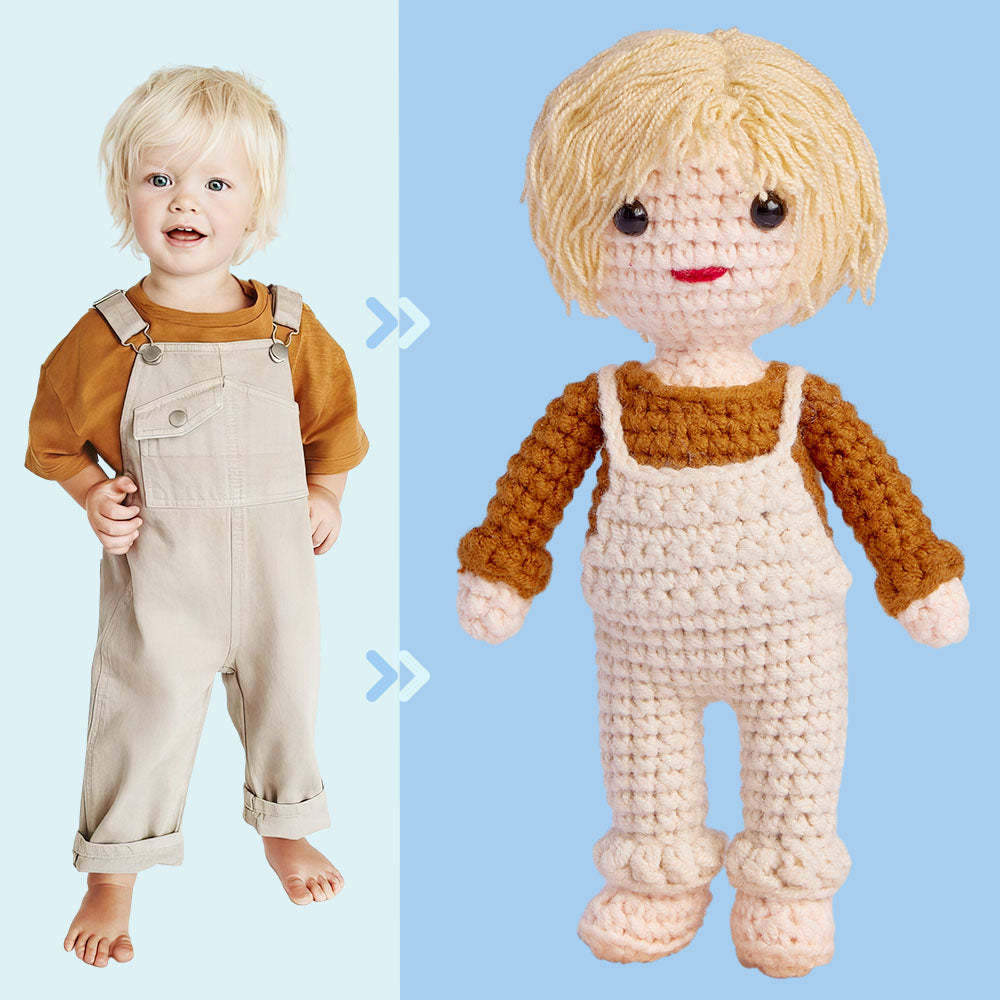 Custom Crochet Doll Personalized Gifts Handwoven Mini Look alike Dolls - Fashion Grandpa Doll - FaceSocksUsa