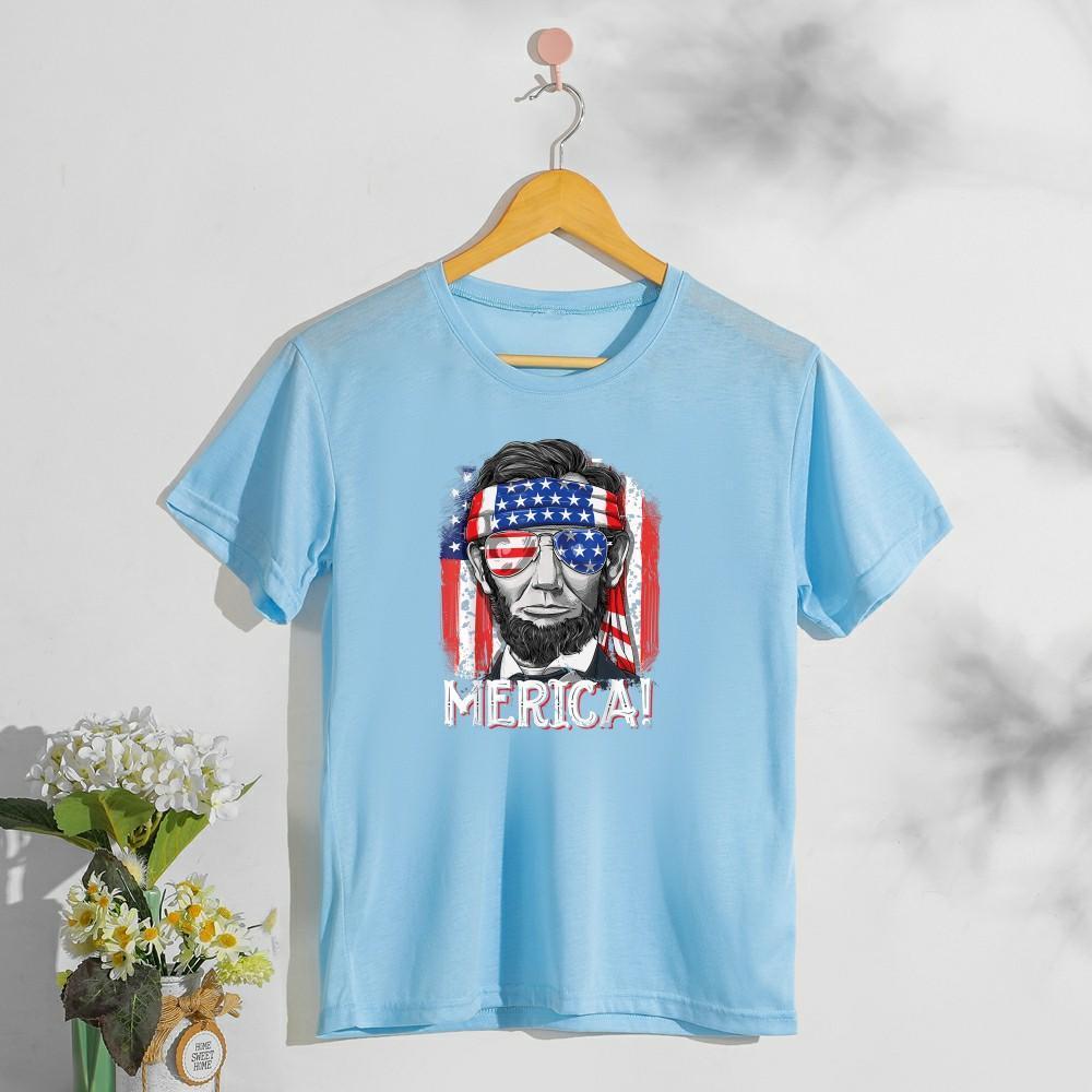 Independence day Merica Lincoln shirt drinking like lincoln 4th of July T-Shirt-FaceSocksUSA