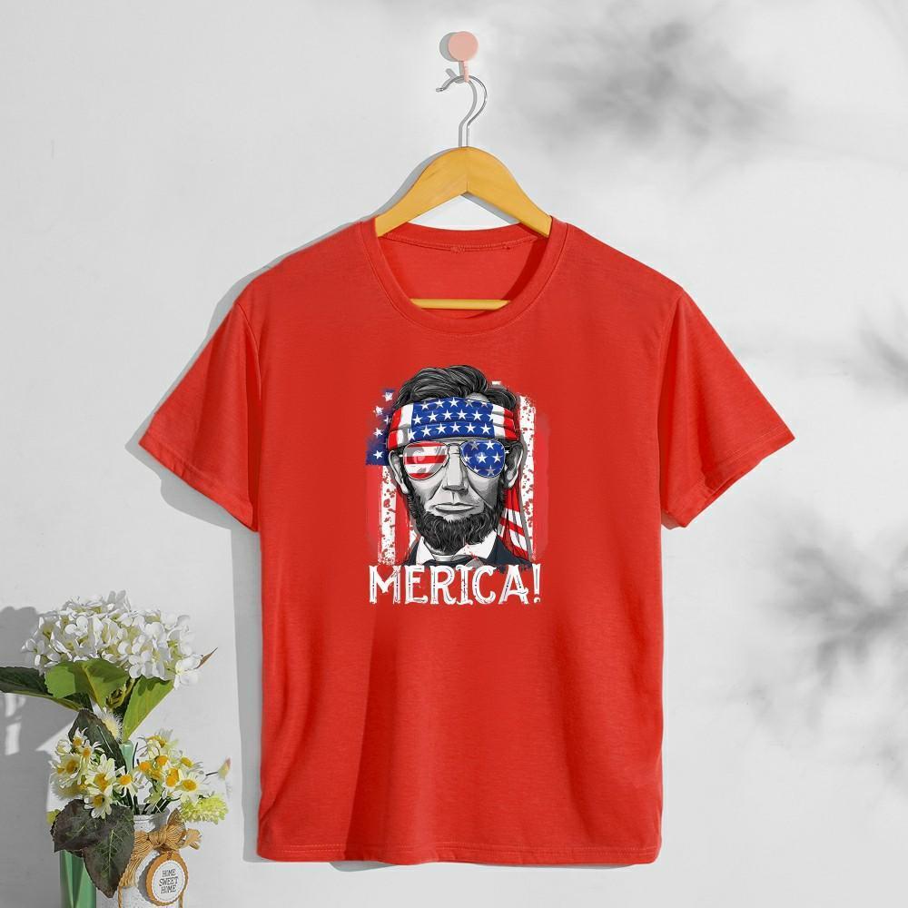 Independence day Merica Lincoln shirt drinking like lincoln 4th of July T-Shirt-FaceSocksUSA