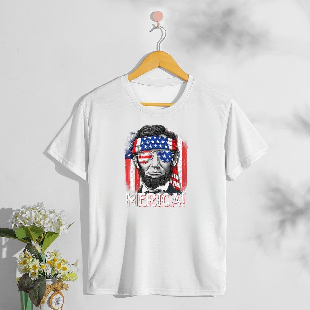 Independence day Merica Lincoln shirt drinking like lincoln 4th of July T-Shirt-FaceSocksUSA