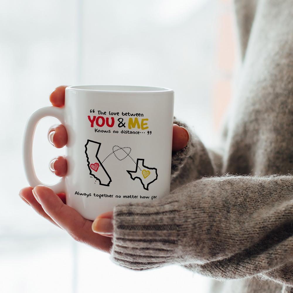 Personalized the love between you and me knows no distance mug-FaceSocksUSA