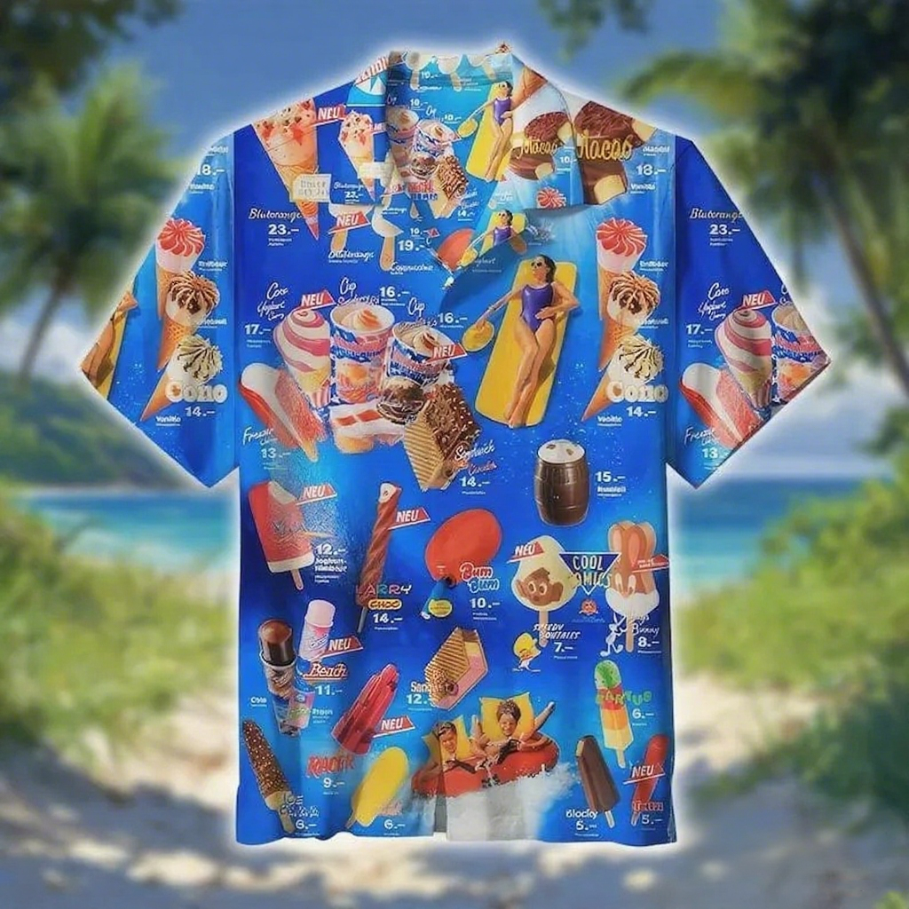 Oh, Those Old Summers, Those Old Ice Creams Hawaiian Shirt Summer, Ice Cream Men's Hawaiian Shirt, Ice Cream Beach, Beach Shirt