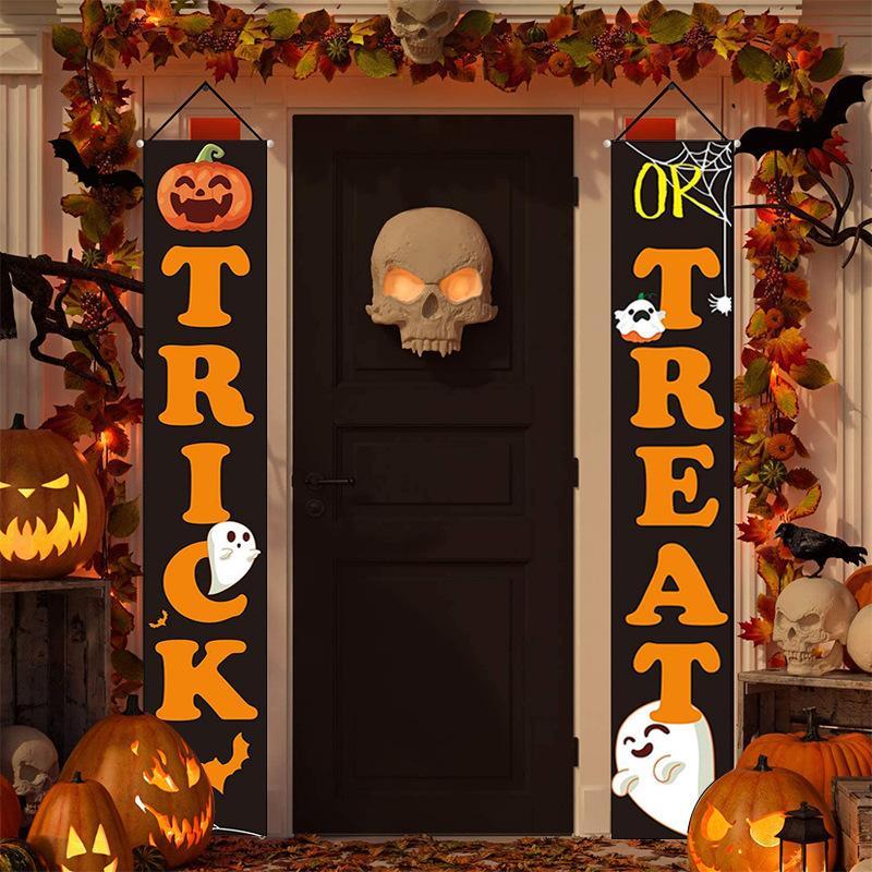 Halloween Banner Set Outdoor Signs Garden Front Door Hanging Decor Halloween Decorations - FaceSocksUSA
