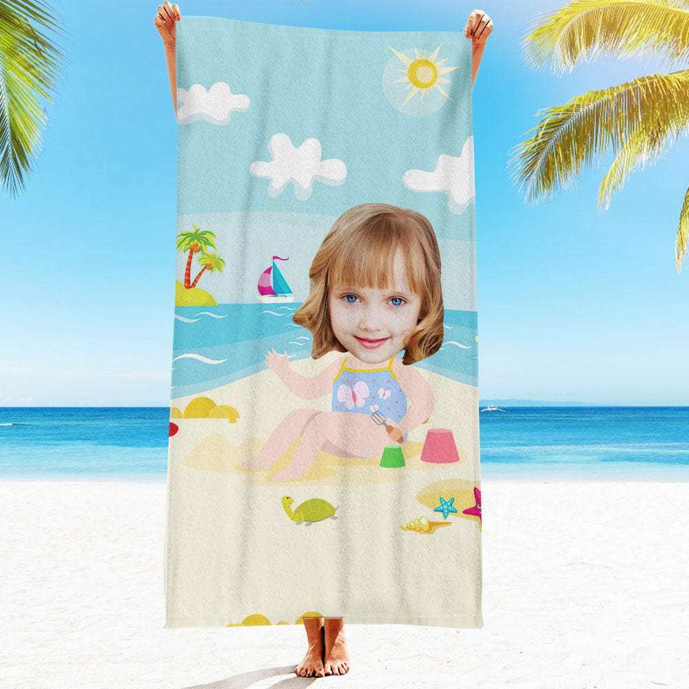 Custom Face Beach Towel Personalized Hawaii Style Beach Towel Funny Gift for Summer - GiftLab