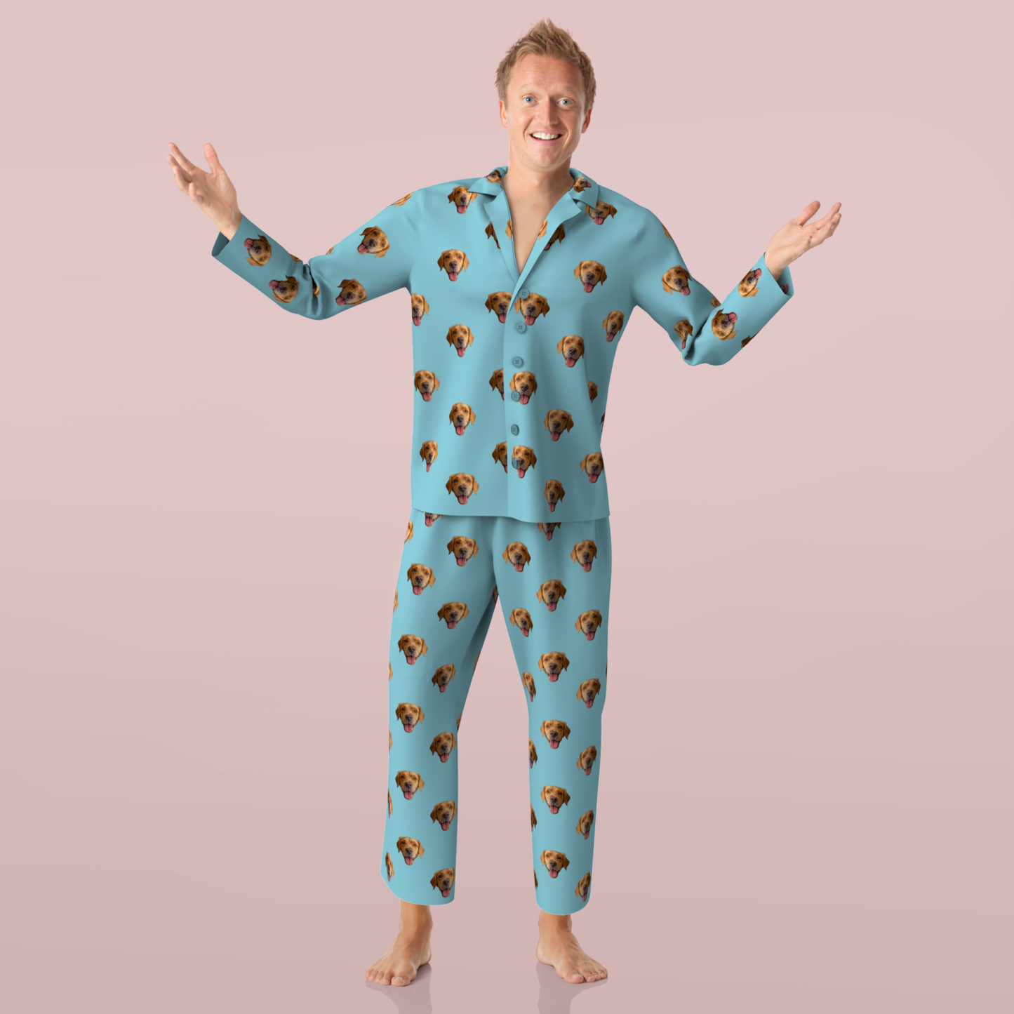 Custom Dog Face On Pajamas Shirt And Pants, For Men