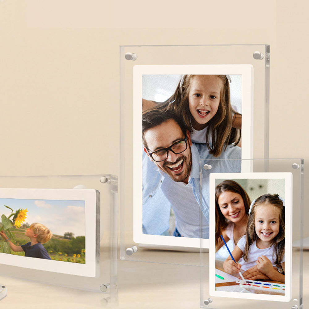 Digital Photo Frame Acrylic Transparent Video Player Gift Home Desktop Table Dynamic Electronic Photo Album - FaceSocksUSA