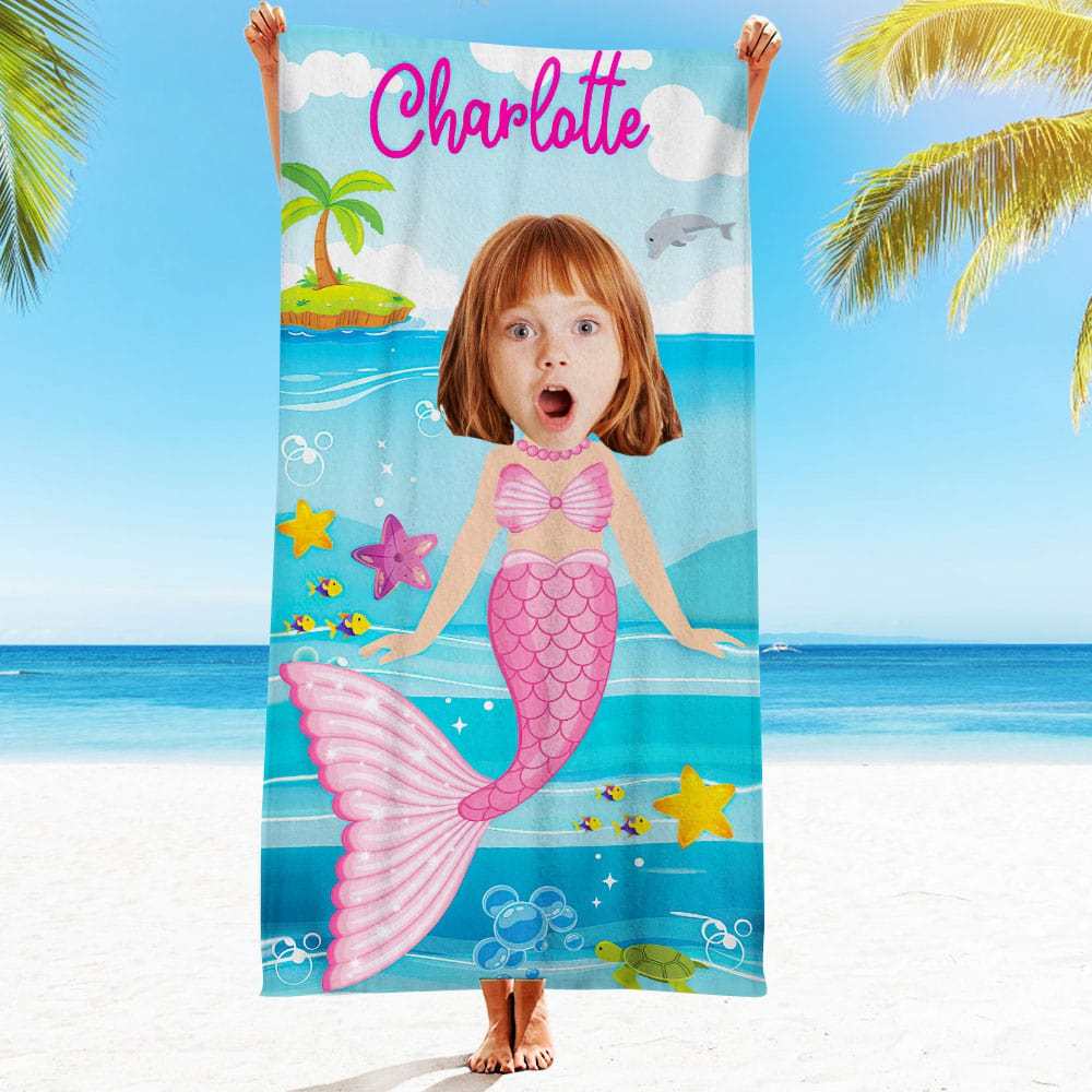 Custom Face Beach Towel Personalized Hawaii Style Beach Towel Funny Gift for Summer - GiftLab
