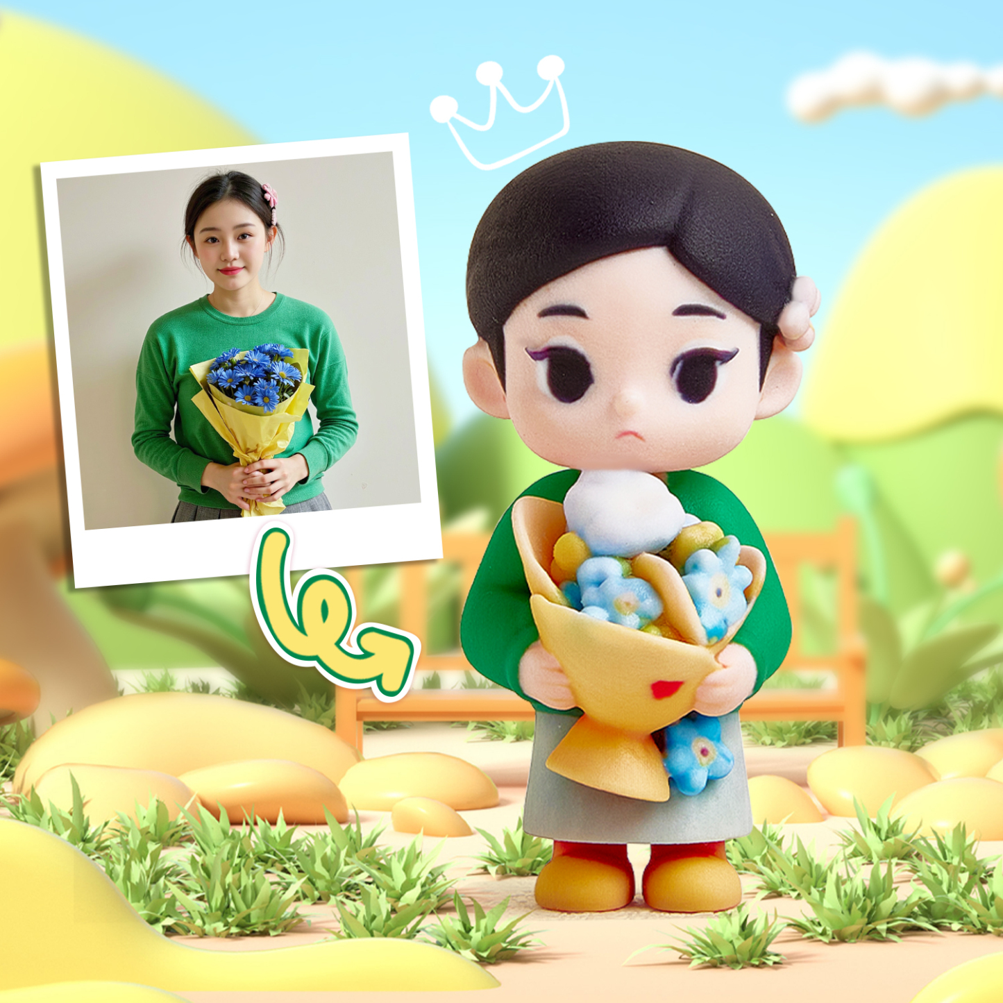 Handmade 3D Cartoon Figure with Unique Facial Expression and Lively Style - MySpotifyGlass