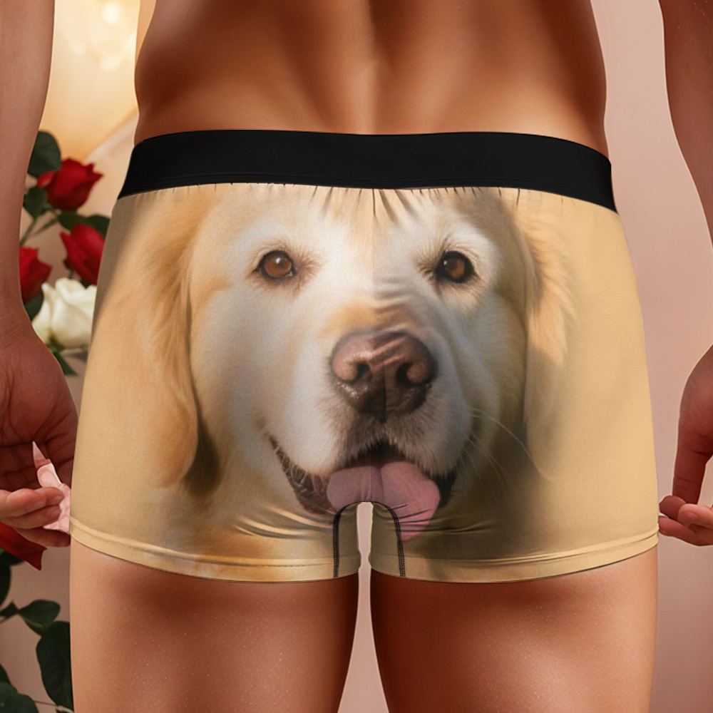 Custom Dog Face Funny Beach Trunks Men's Boxer Briefs - FaceSocksUSA