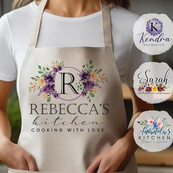 Personalized Name Apron for Women Gifts, Custom Family Apron Cooking Gift for Mothers Gifts - FaceSocksUSA