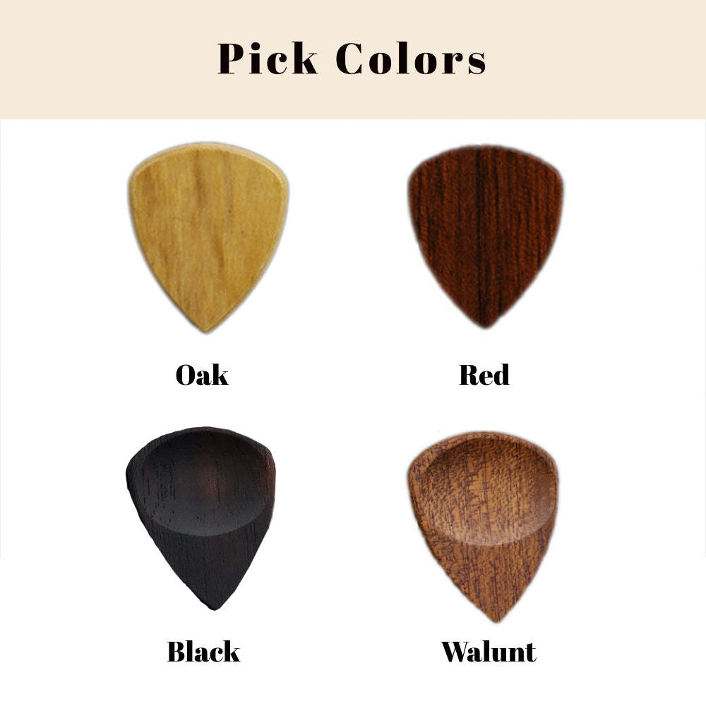 Custom Wooden Guitar Picks and Box Personalized Wood Guitar Plectrum Organizer Music Gift for Guitarist Musician	 - FaceSocksUSA
