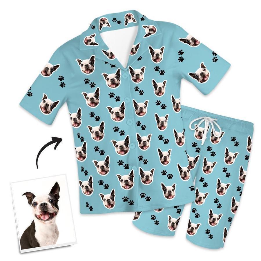 Custom Dog Footprints Photo Personalized Short Pajama-FaceSocksUSA