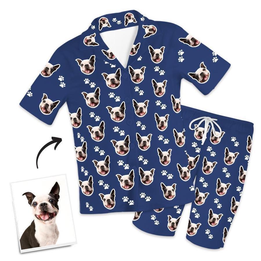 Custom Dog Footprints Photo Personalized Short Pajama-FaceSocksUSA