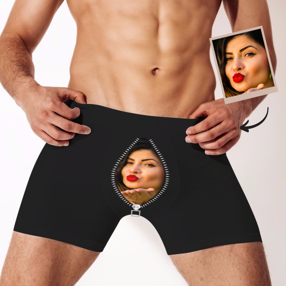 Men's Custom Face Boxer Brief Personalized Shorts with Girlfriend Face	 - FaceSocksUSA