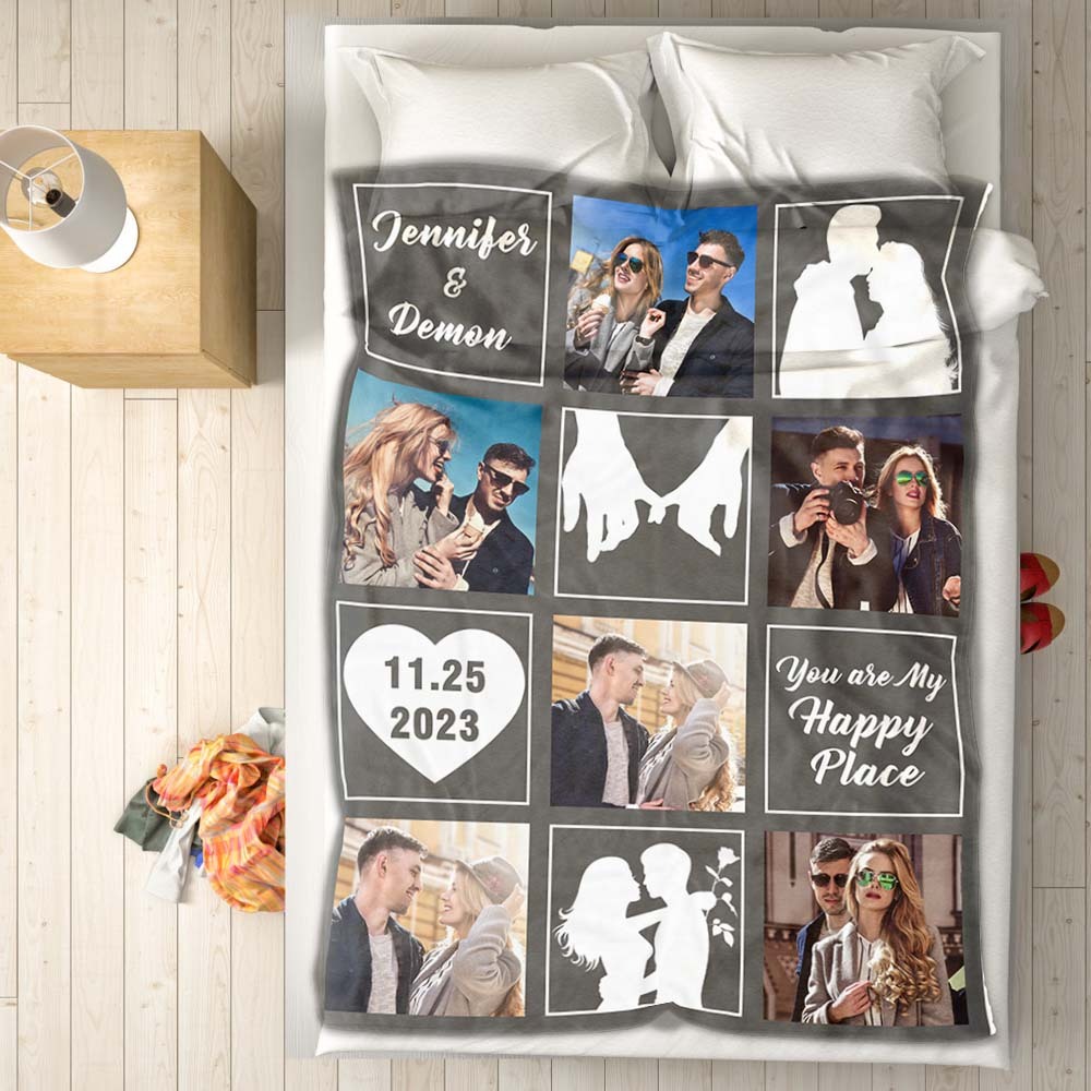 Custom Photo Blanket Couple Love Blanket Valentine's Day Gift - FaceSocksUSA