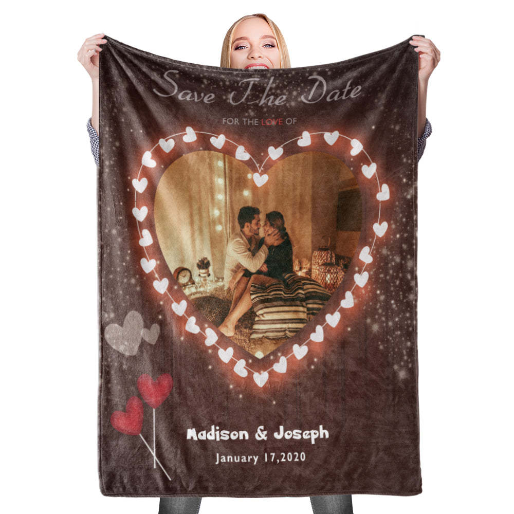 Personalized Custom Blanket Valentine's Blanket Fleece Blanket For The Love-FaceSocksUSA