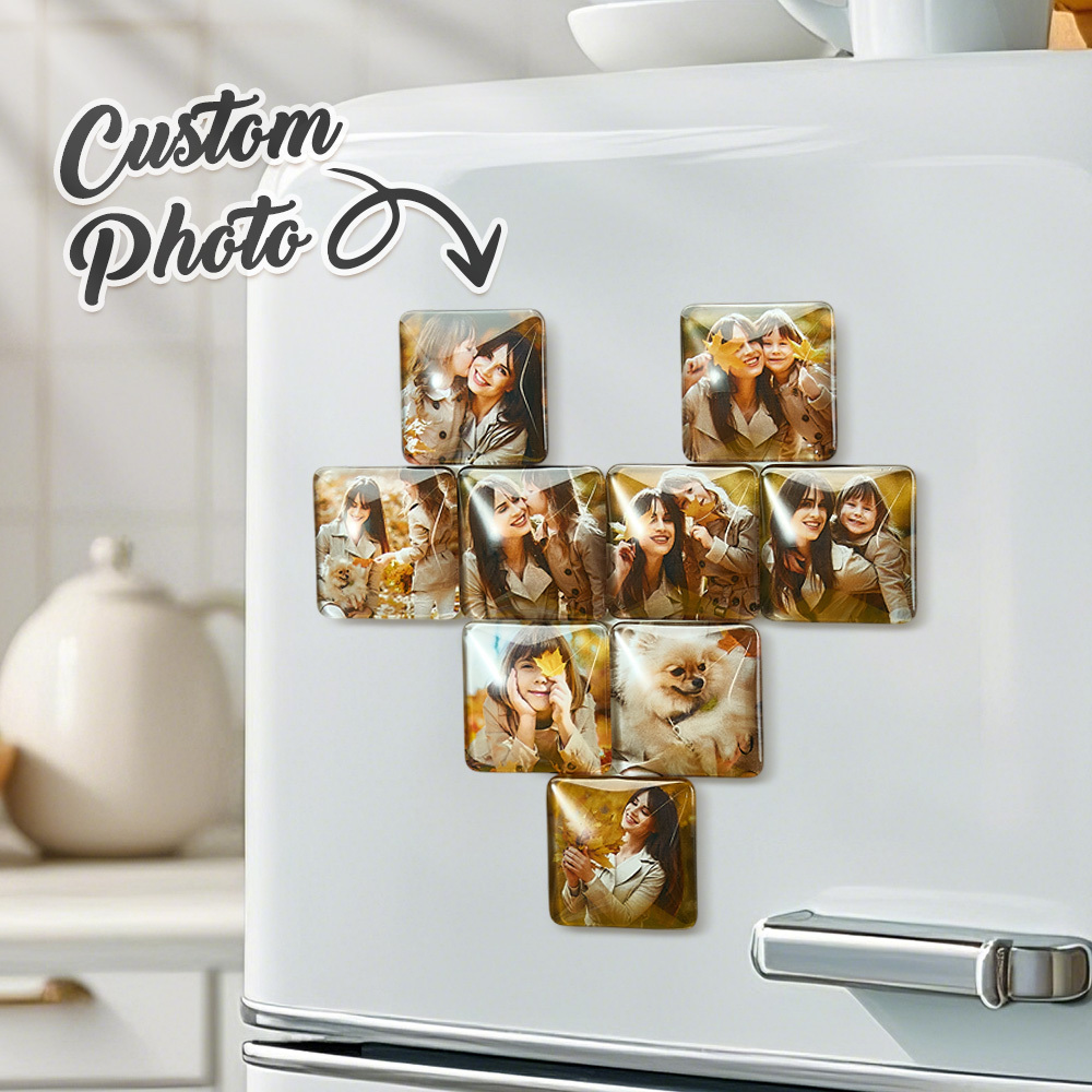 Custom Photo Fridge Magnetic Personalized Square Glass Refrigerator Magnet Home Decor Gift Idea - MusicFridgeMagnets