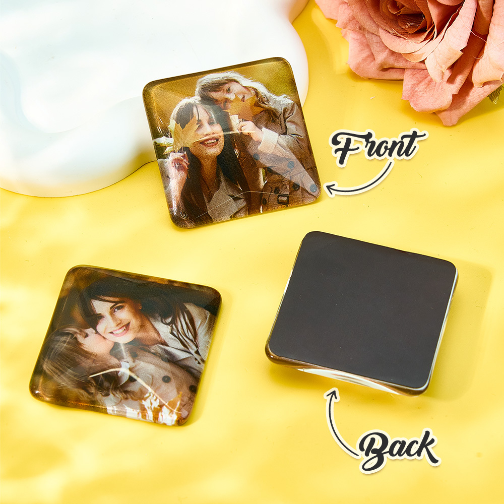 Custom Photo Fridge Magnetic Personalized Square Glass Refrigerator Magnet Home Decor Gift Idea - MusicFridgeMagnets