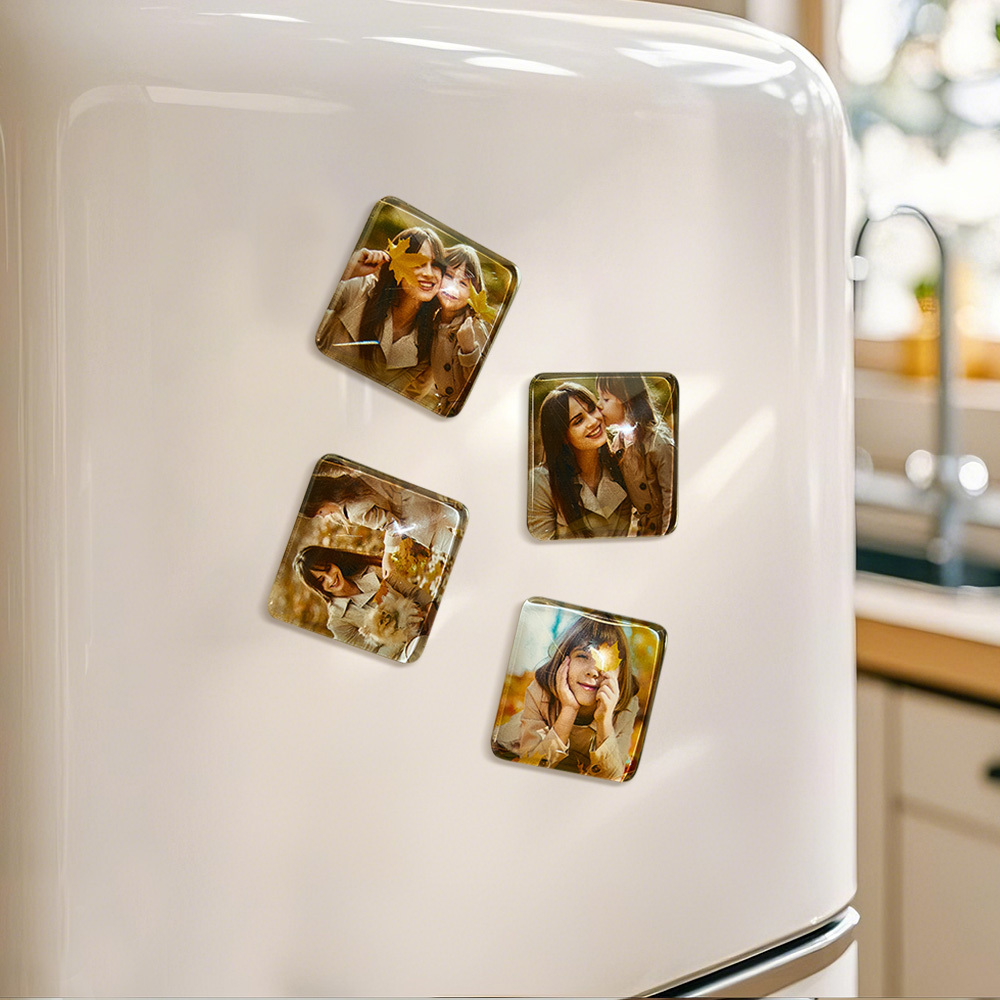 Custom Photo Fridge Magnetic Personalized Square Glass Refrigerator Magnet Home Decor Gift Idea - MusicFridgeMagnets