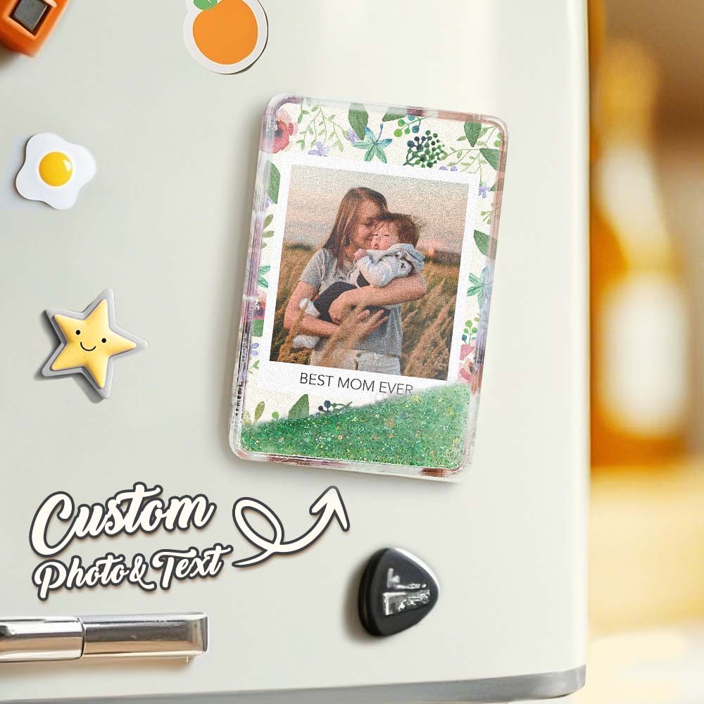 Custom Quicksand Fridge Magnet Personalized Photo Refrigerator Magnet Home Decoration Best Mom Ever