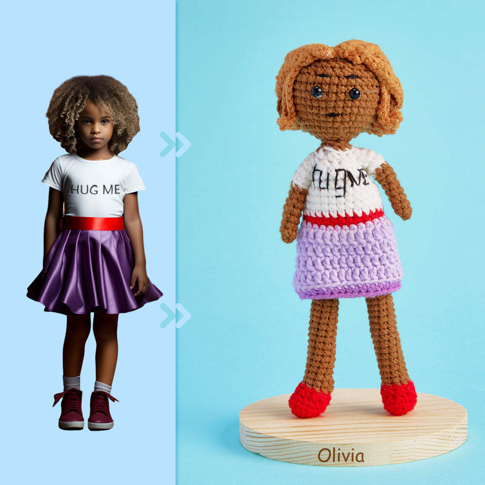 Full Body Customizable 1 Person Custom Crochet Doll Personalized Gifts Handwoven Mini Dolls - Hug Me Girl - FaceSocksUsa