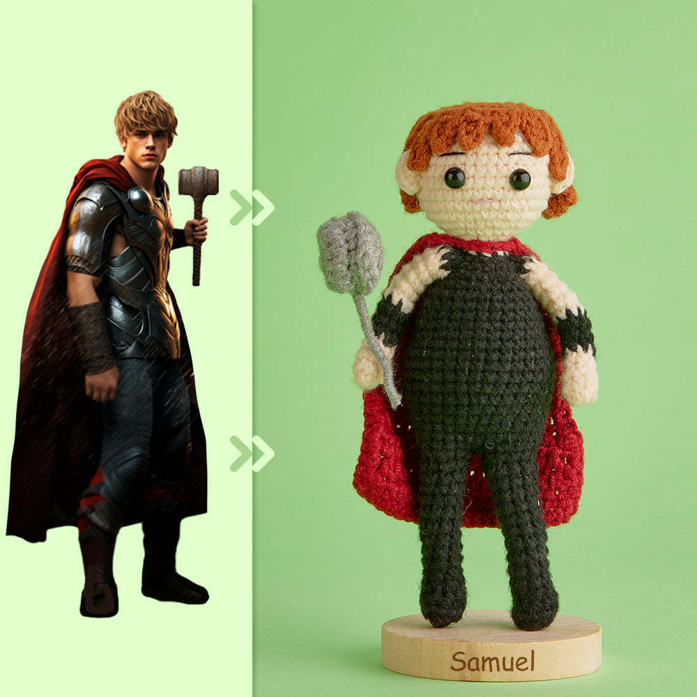 Full Body Customizable 1 Person Custom Crochet Doll Personalized Gifts Handwoven Mini Dolls - Thor - FaceSocksUsa