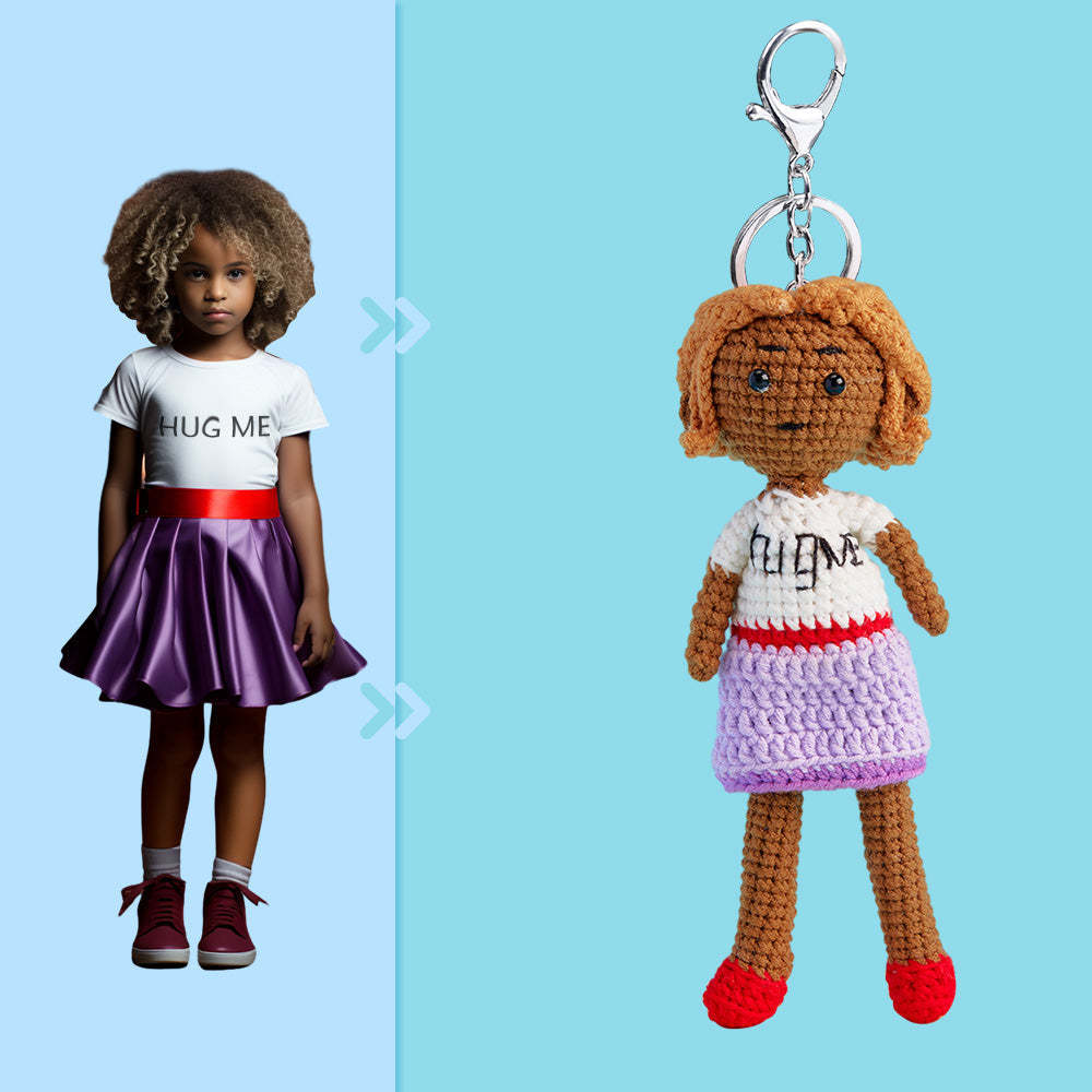 Full Body Customizable 1 Person Custom Crochet Doll Personalized Gifts Handwoven Mini Dolls - Hug Me Girl - FaceSocksUsa