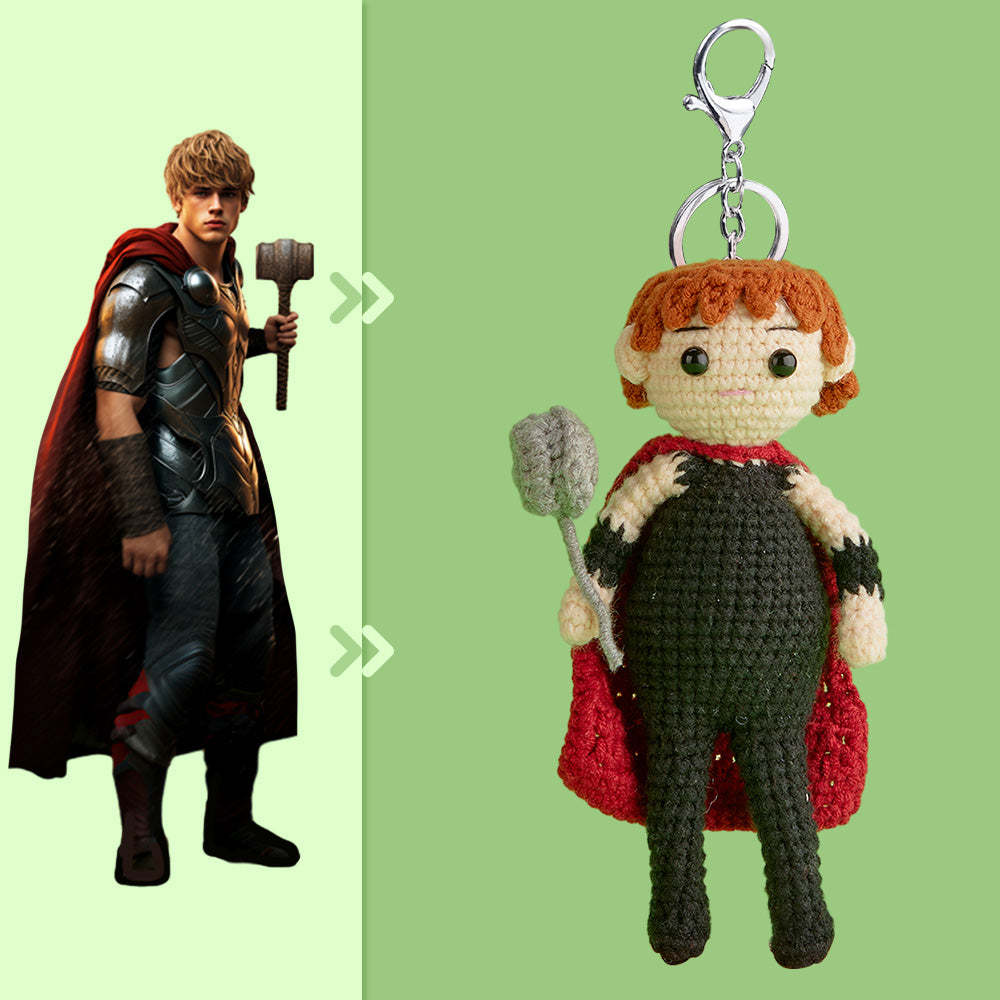 Full Body Customizable 1 Person Custom Crochet Doll Personalized Gifts Handwoven Mini Dolls - Thor - FaceSocksUsa