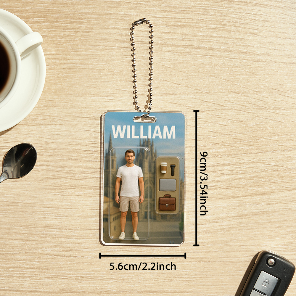 3D Effect Action Figure Pack Packaging Toy Box Style Art Gift Personalized Acrylic Car Hanger Gift for Mom