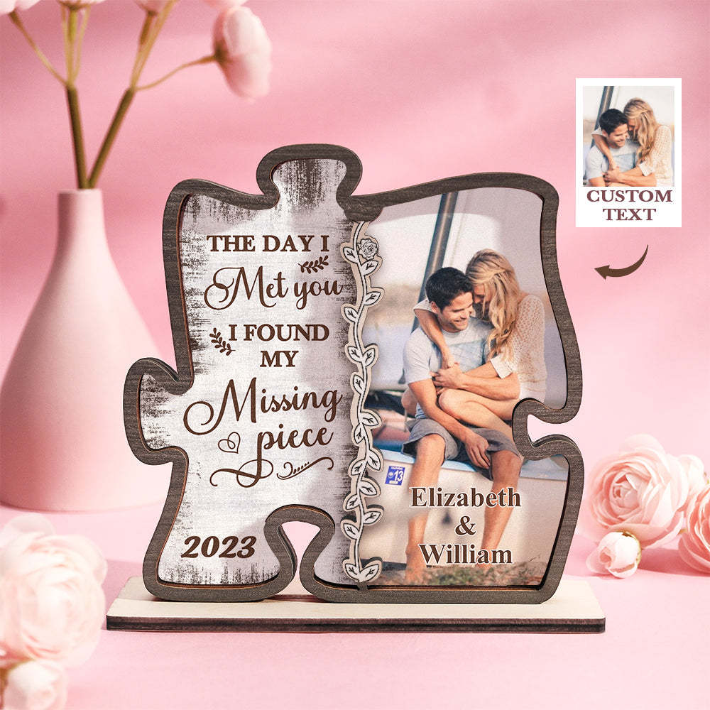 Custom Photo Loving You Is Easy Wooden Plaque With Flat Stand Personalized Valentine's Day Gift House Warming Gift	 - FaceSocksUSA