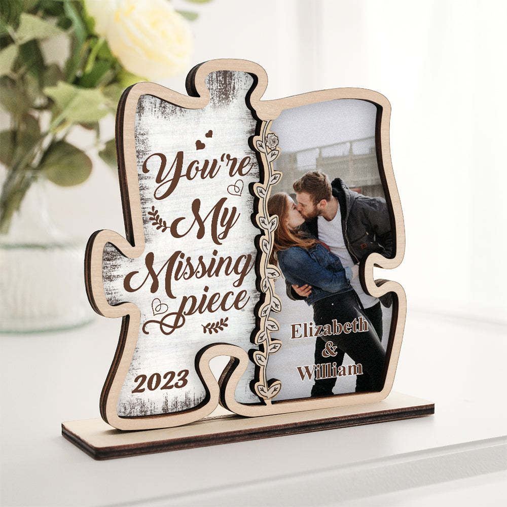 Custom Photo Loving You Is Easy Wooden Plaque With Flat Stand Personalized Valentine's Day Gift House Warming Gift	 - FaceSocksUSA