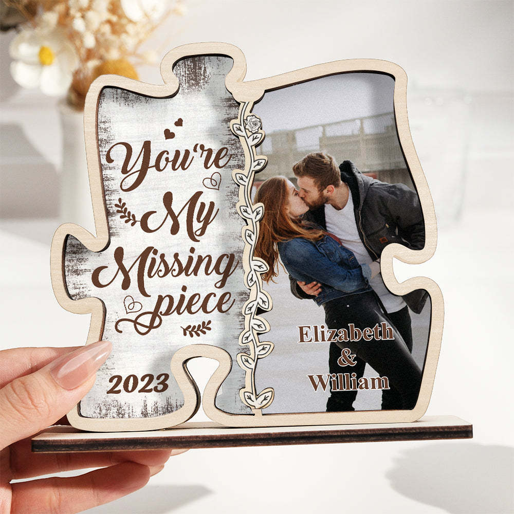 Custom Photo Loving You Is Easy Wooden Plaque With Flat Stand Personalized Valentine's Day Gift House Warming Gift	 - FaceSocksUSA