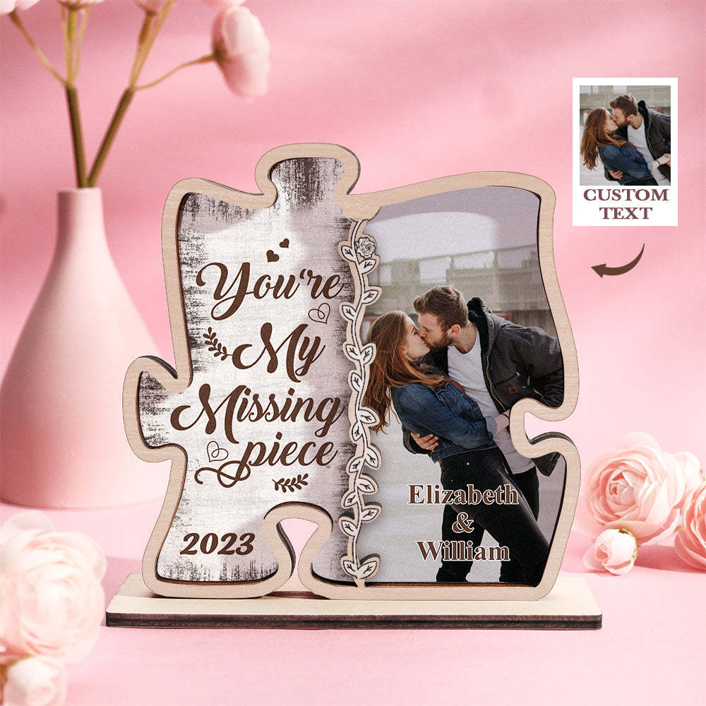 Custom Photo Loving You Is Easy Wooden Plaque With Flat Stand Personalized Valentine's Day Gift House Warming Gift	 - FaceSocksUSA