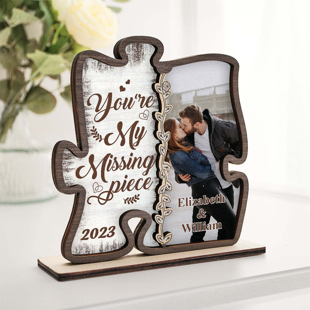Custom Photo Loving You Is Easy Wooden Plaque With Flat Stand Personalized Valentine's Day Gift House Warming Gift	 - FaceSocksUSA