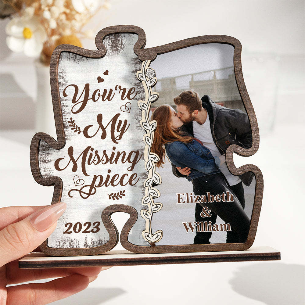 Custom Photo Loving You Is Easy Wooden Plaque With Flat Stand Personalized Valentine's Day Gift House Warming Gift	 - FaceSocksUSA