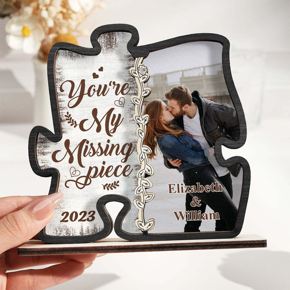 Custom Photo Loving You Is Easy Wooden Plaque With Flat Stand Personalized Valentine's Day Gift House Warming Gift	 - FaceSocksUSA