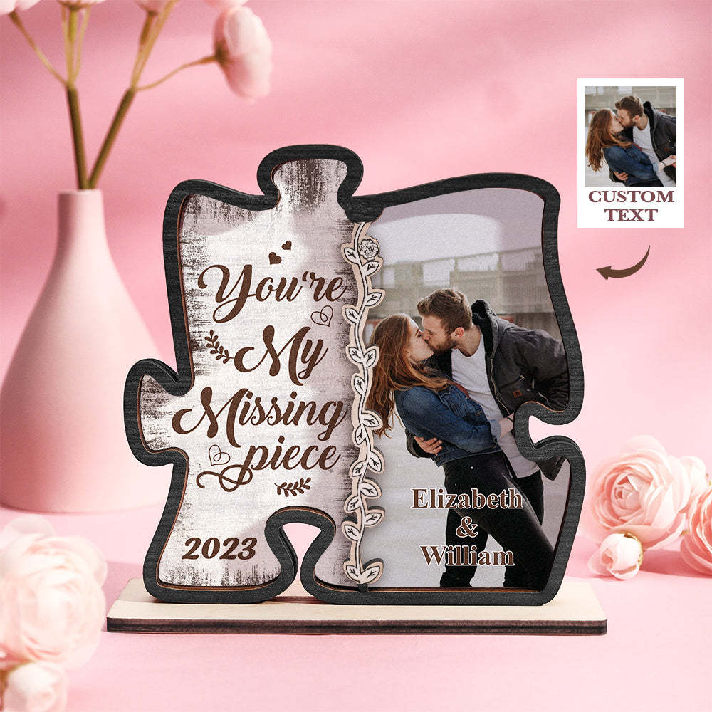 Custom Photo Loving You Is Easy Wooden Plaque With Flat Stand Personalized Valentine's Day Gift House Warming Gift	 - FaceSocksUSA
